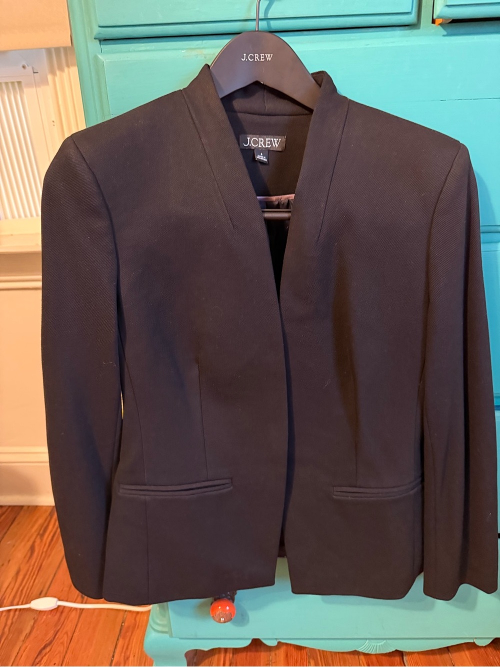 J. Crew Black Collarless Tailored Blazer
